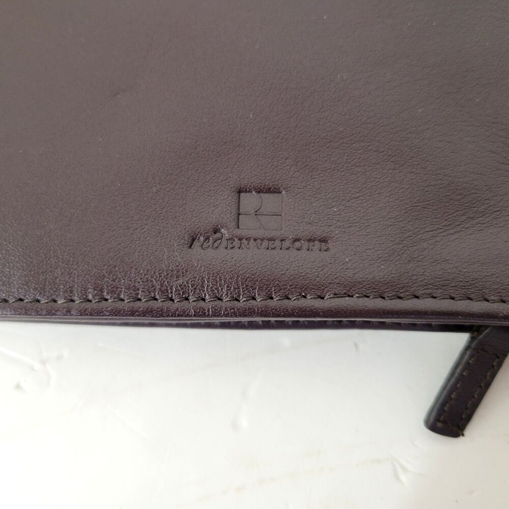 Red Envelope Brown Leather Travel Jewelry Organizer With Multiple Zippered Pocke - Picture 5 of 8